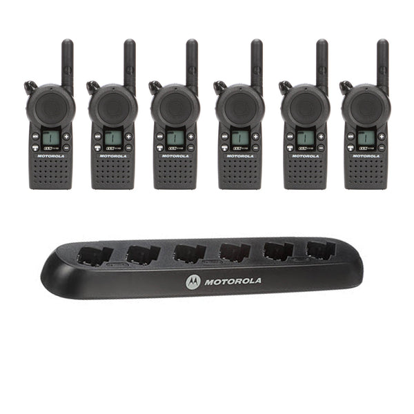 Motorola CLS1110 6 Pack Bundle with Multi-Unit Charger
