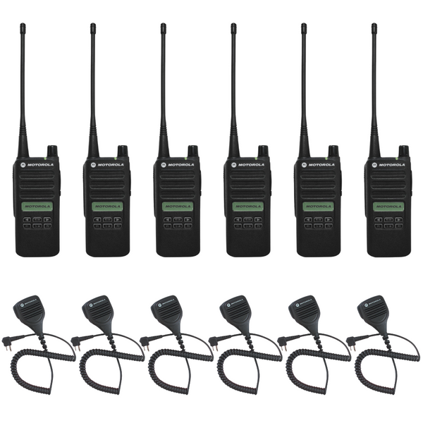 Motorola CP100D Limited Display 6-Pack Bundle with Speaker Microphones