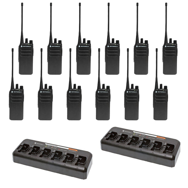 Motorola CP100D Non-Display 12-Pack Bundle with Multi-Unit Chargers