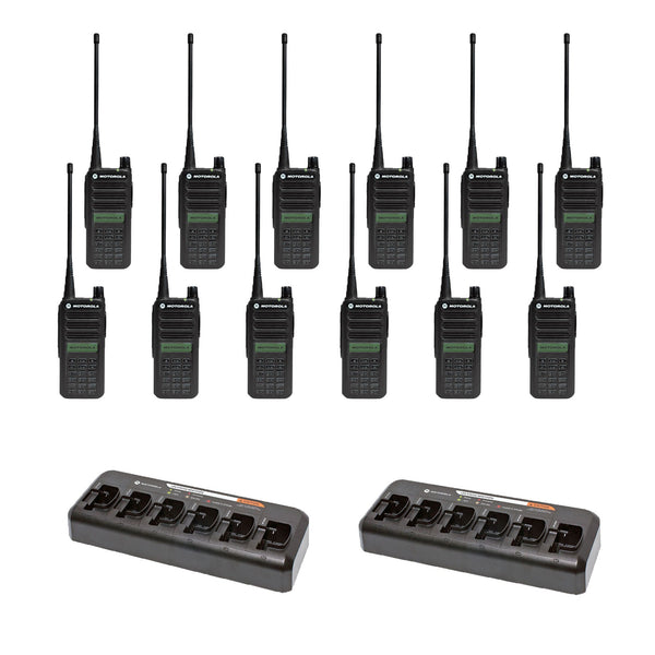 Motorola CP100D Full Keypad Display 12-Pack Bundle with Multi-Unit Chargers