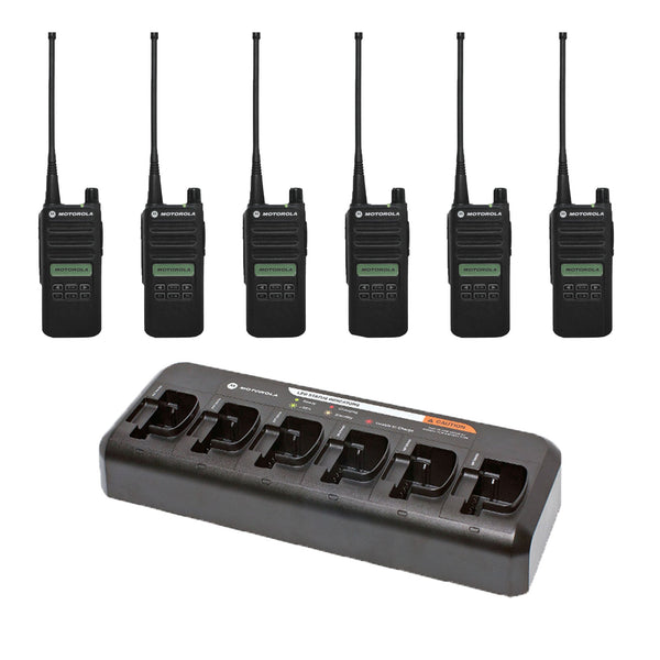 Motorola CP100D Limited Display 6-Pack Bundle with Multi-Unit Charger
