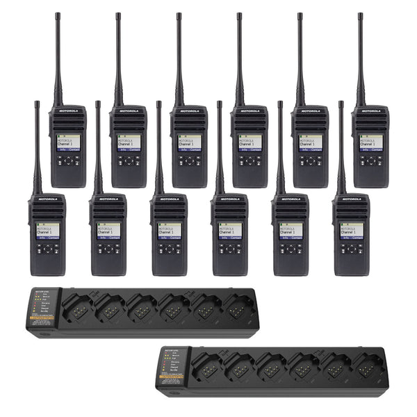Motorola DTR700 12 Pack Bundle with Multi-Unit Chargers