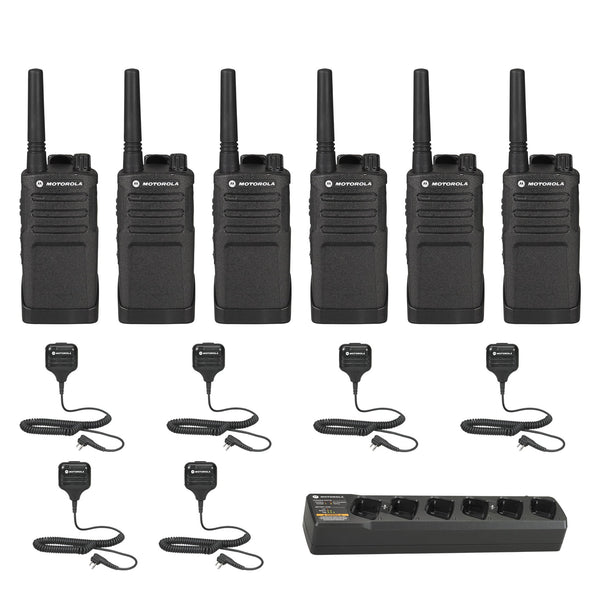 Motorola RMU2040 6 pack with Multi Charger and Speaker Microphones